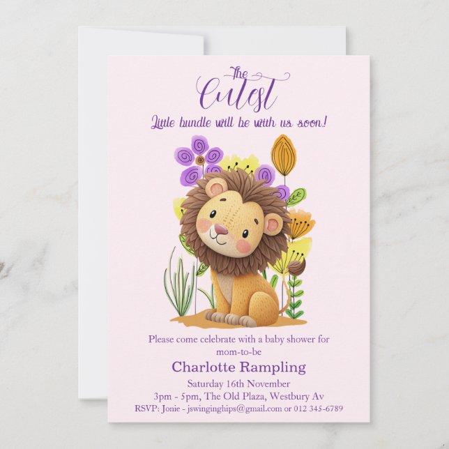 Lion Cub Baby Shower Invitation (Front)