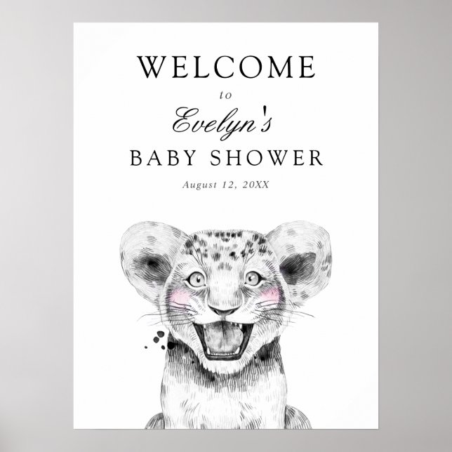 Lion Cub Baby Shower Welcome Sign (Front)