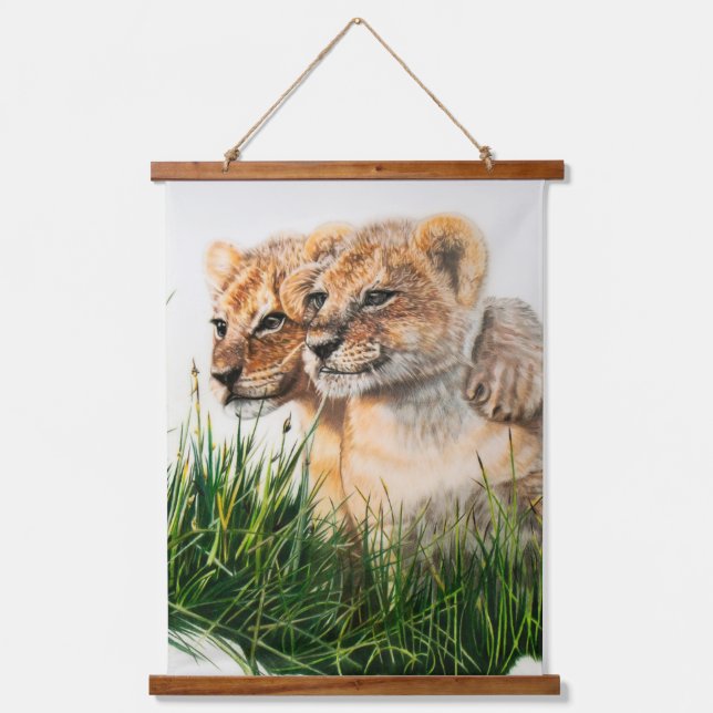 Lion cub besties wall decor tapestries (Front)