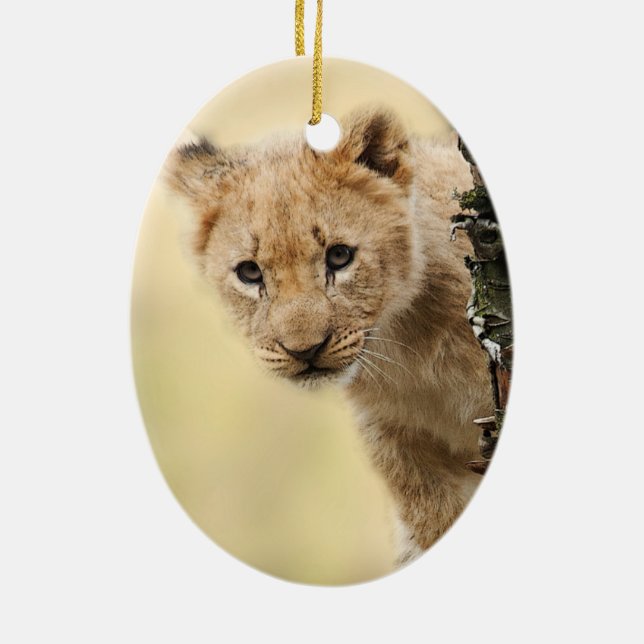 Lion Cub Ceramic Tree Decoration (Back)