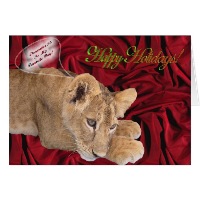 Lion Cub Christmas Card (Front Horizontal)