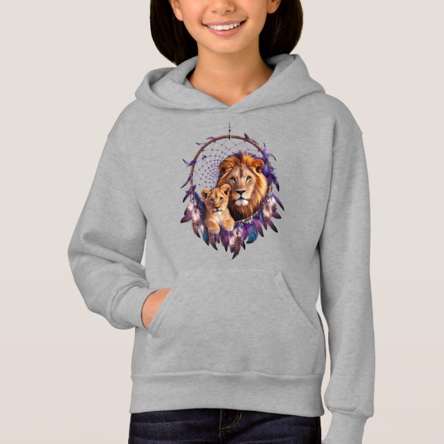 Lion Cub Dream Catcher Kids Pullover Hoodie  (Front)