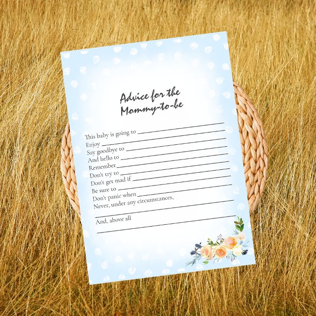 Lion Cub Floral Blue Advice For Mum Shower Game Programme (Creator Uploaded)