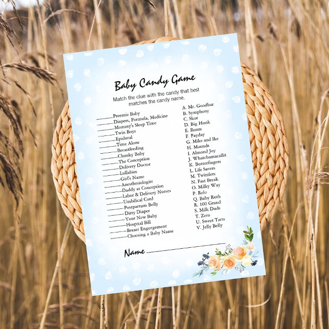 Lion Cub Floral Blue Baby Candy Shower Game Programme (Creator Uploaded)