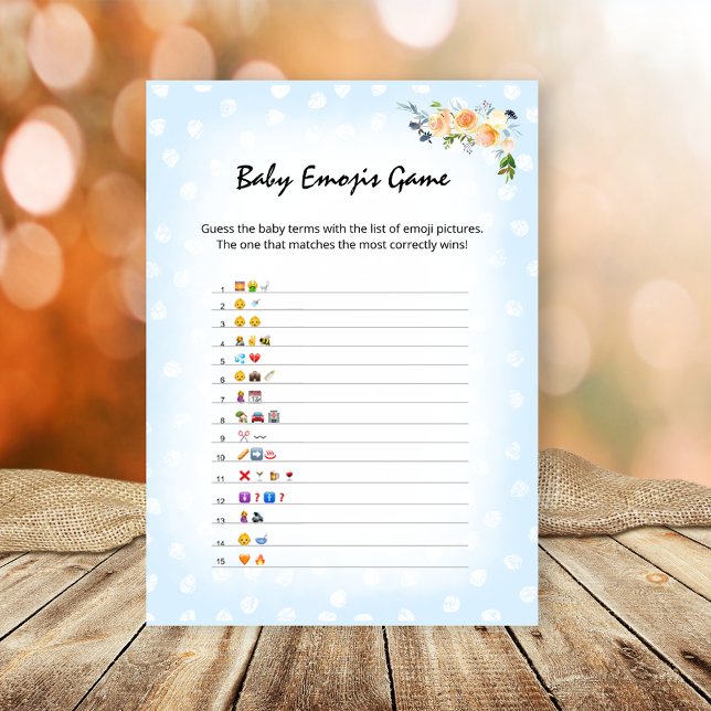 Lion Cub Floral Blue Baby Emoji's Shower Game Programme (Creator Uploaded)