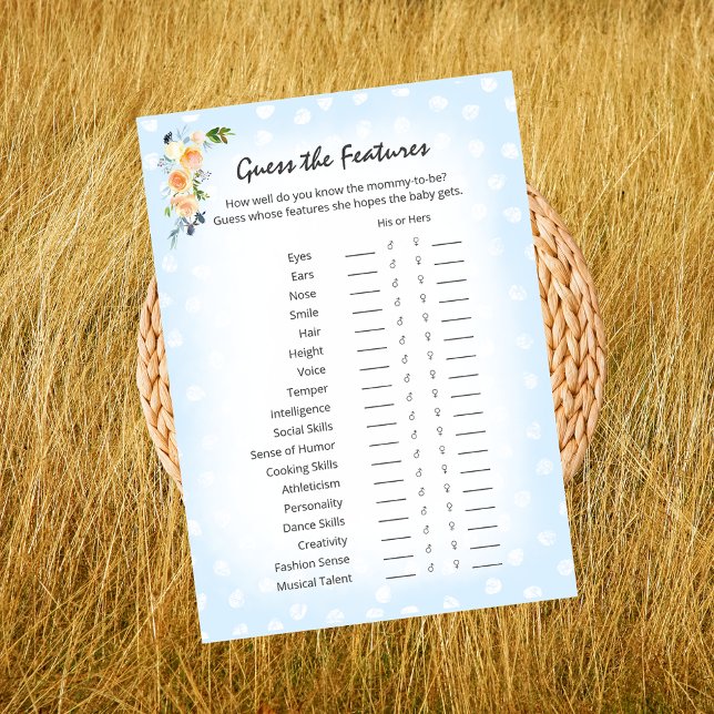 Lion Cub Floral Blue Features Guess Shower Game Programme (Creator Uploaded)