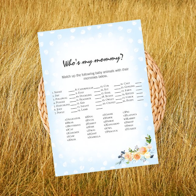 Lion Cub Floral Blue Who's My Mummy Shower Game Programme (Creator Uploaded)