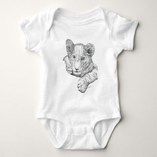 Lion Cub Pen and Ink Baby Bodysuit