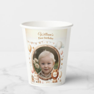 Lion Cub Photo Frame for Kids' Birthday Parties Paper Cups