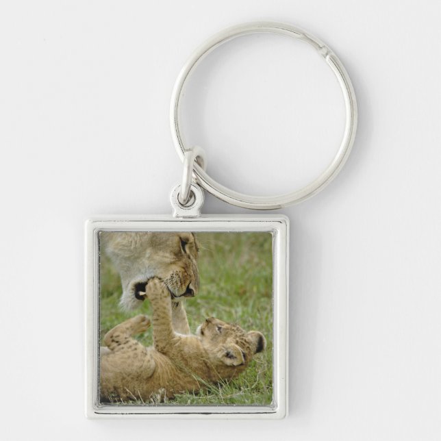 Lion Cub Playing Key Ring (Front)