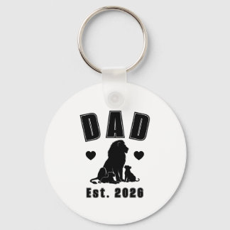 Lion Cub Silhouette New Dad Est Year Key Ring