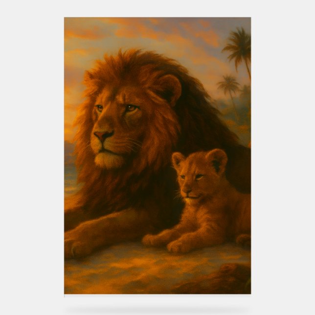 Lion & Cub — Sunset Bond | Orrin Studios Acrylic Sign (Front)