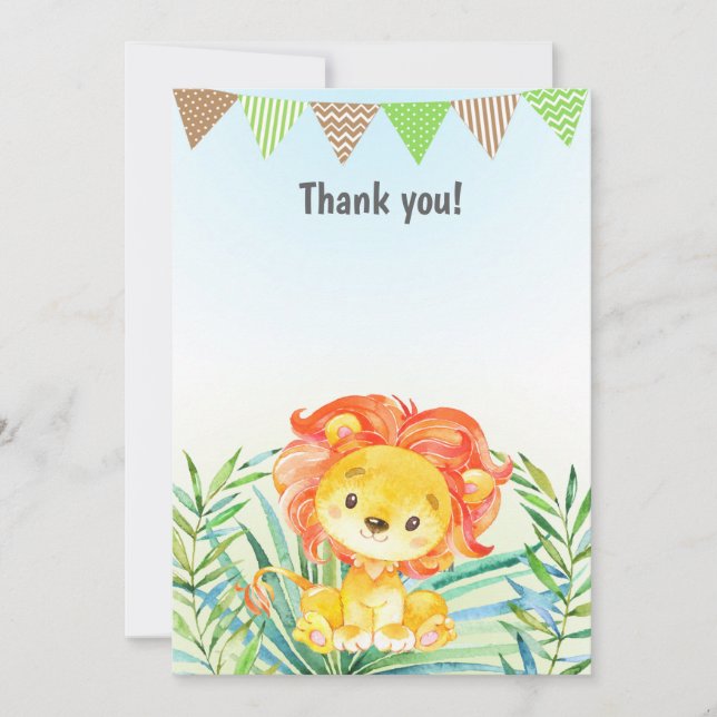Lion Cub Thank You Card Notes Watercolor Jungle (Front)