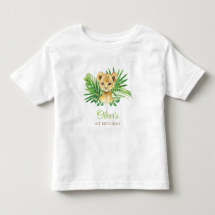 Lion Cub Tropical Greenery Birthday Baby Shower Toddler T-Shirt