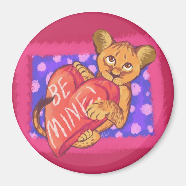 Lion Cub Valentine Magnet (Front)