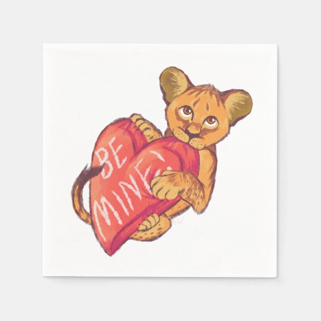 Lion Cub Valentine Napkin (Front)