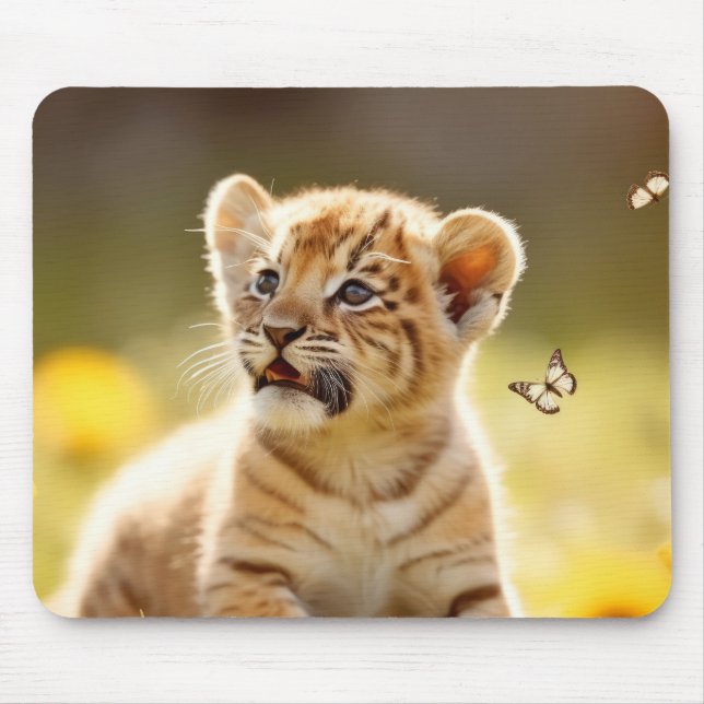 Lion Cub Wild Animal Tranquil Peaceful  Mouse Pad (Front)