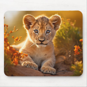 Lion Cub Wild Animal Tranquil Peaceful Mouse Pad