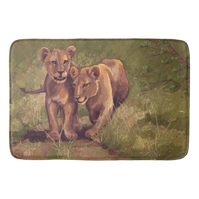 Lion Cubs Art Bath Mat (Front)