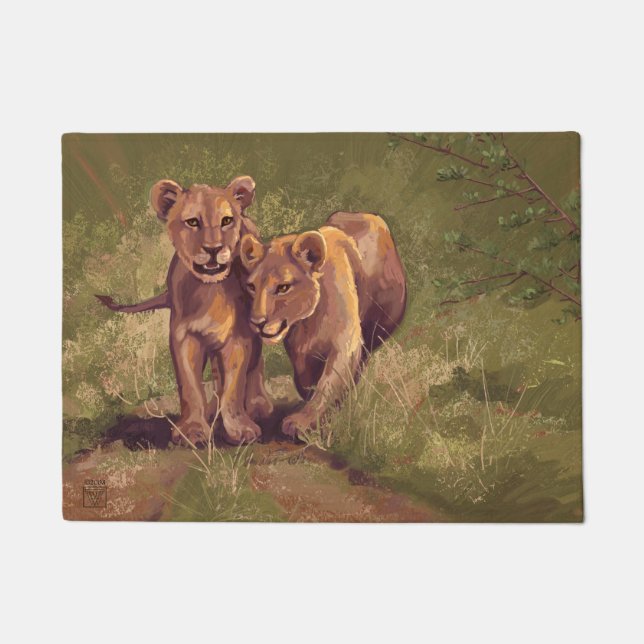 Lion Cubs Art Doormat (Front)