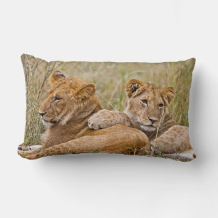 Lion Cubs Lounging Lumbar Cushion