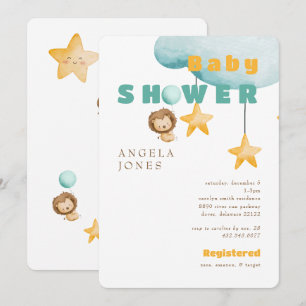 Lion Cute Boy Baby Shower Invitation