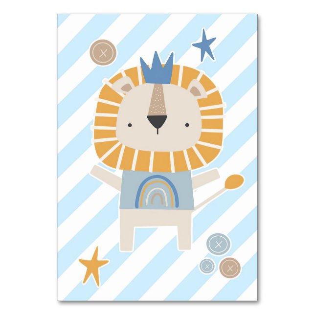 Lion Cute Face Lion Hand Drawn Table Number (Front)