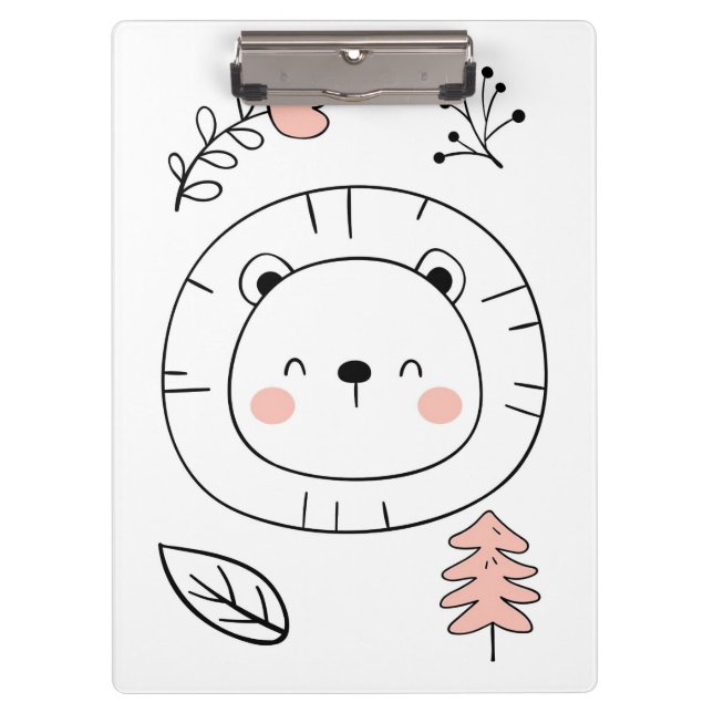 Lion Cute Lion Hand Drawn Clipboard (Front)