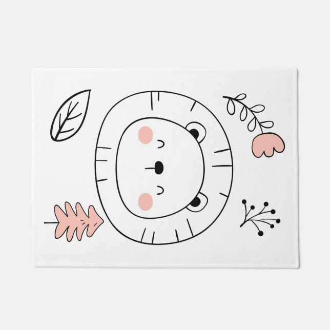 Lion Cute Lion Hand Drawn Doormat (Front)