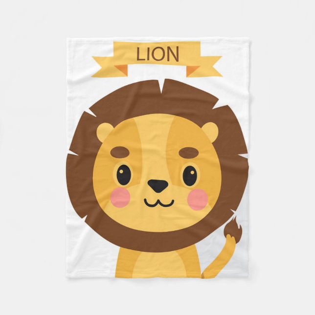 Lion Cute Lion Portrait Fleece Blanket (Front)