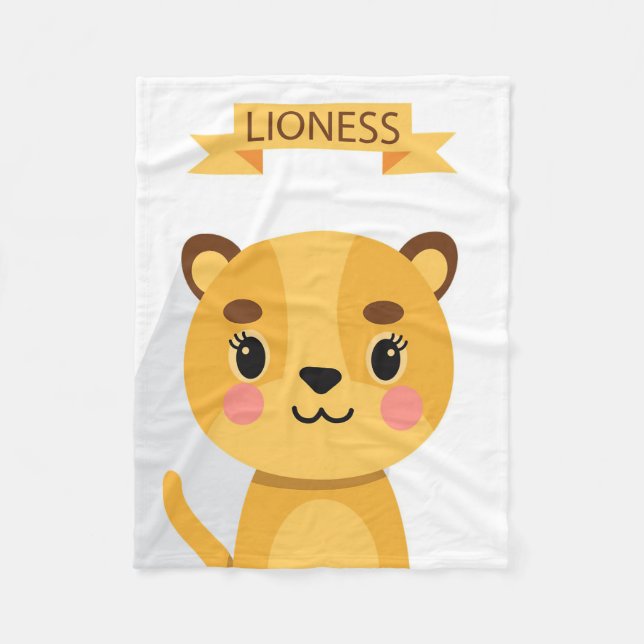 Lion Cute Lioness Fleece Blanket (Front)