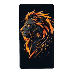 Lion Cyberpunk Mecha Neon Gold Gaming Poster