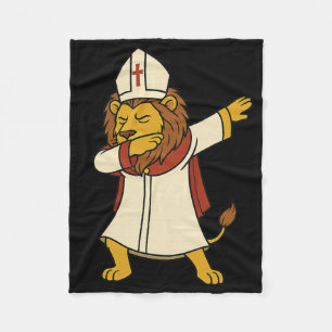 Lion Dabbing Pope Leo Xiv Halloween Funny Usa Da P Fleece Blanket