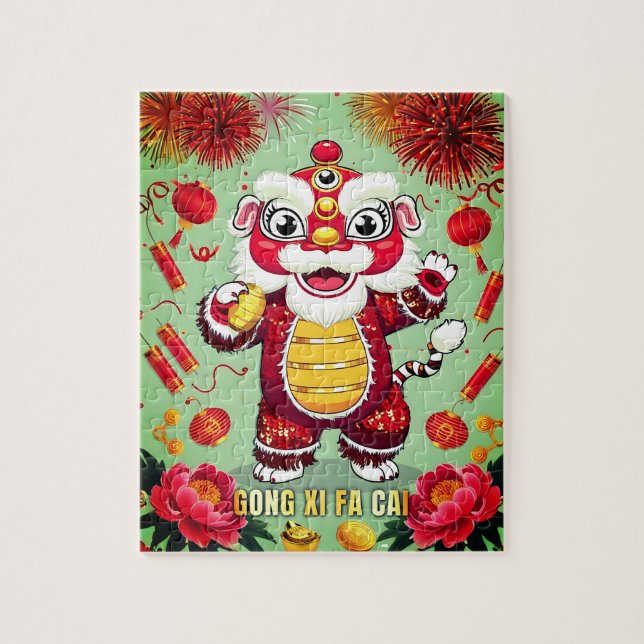 Lion Dance Activity Jigsaw Puzzle for Kids (Vertical)