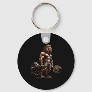 Lion Deadlifting Gym Humour Weightlifting Fitness  Key Ring