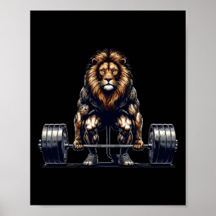 Lion Deadlifting Gym Humour Weightlifting Fitness  Poster
