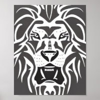 Lion decal white on grey