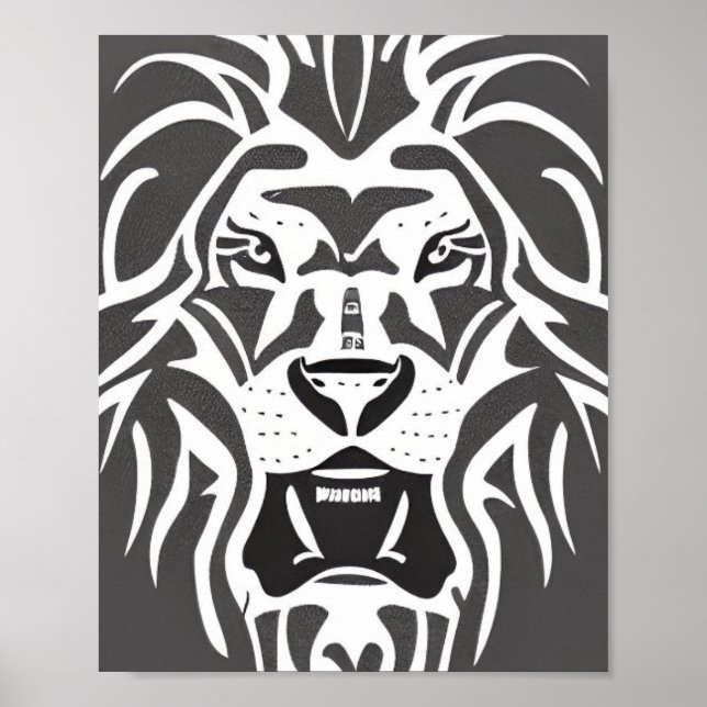 Lion decal white on grey  poster (Front)