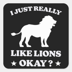 Lion Design Big Cat Lions Cool Animal Cats Gift Square Sticker