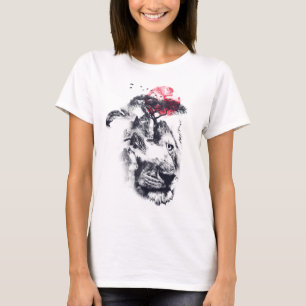 Lion Design Double Exposed T-Shirt
