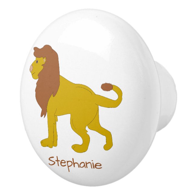 Lion Design Personalised Ceramic Knob (Right)