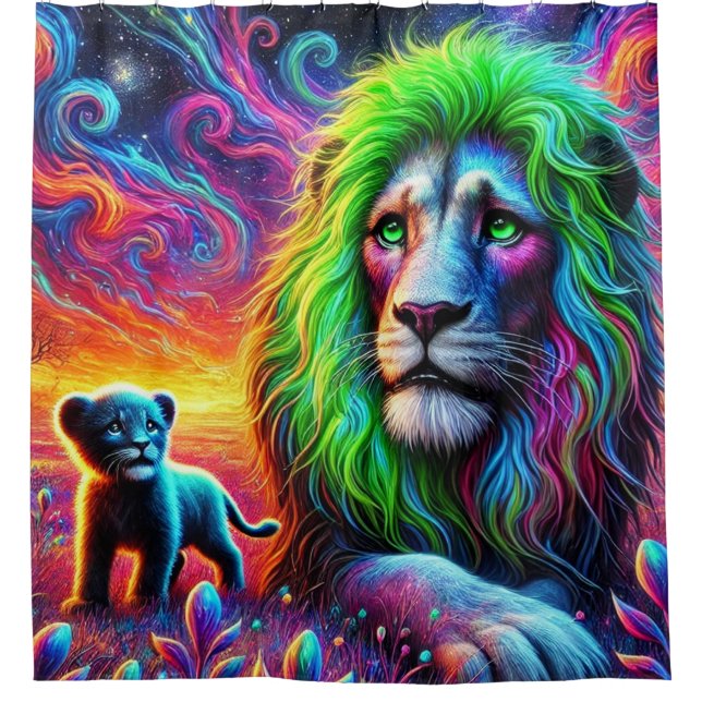 Lion Design Shower Curtain (Front)