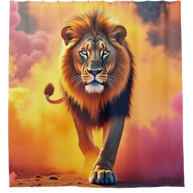 Lion Design Shower Curtain (Front)