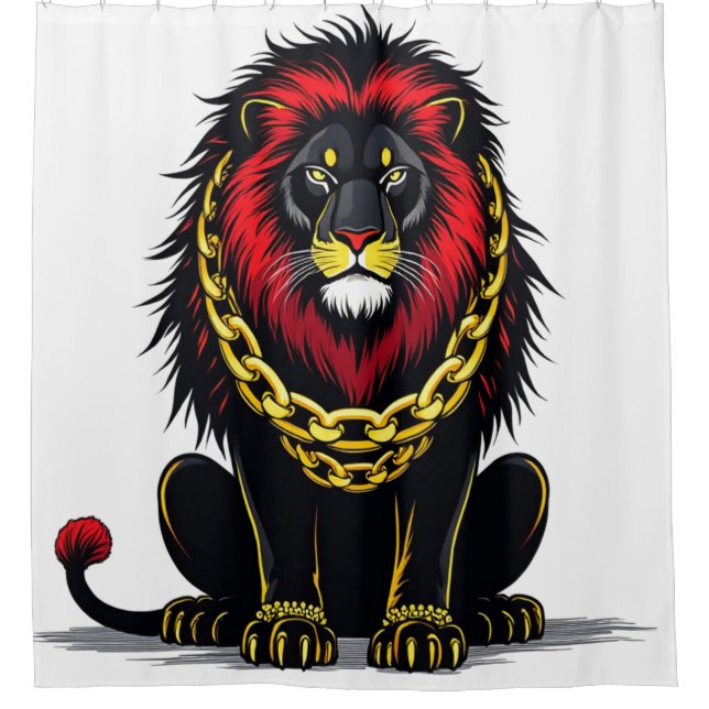 Lion Design Shower Curtain (Front)