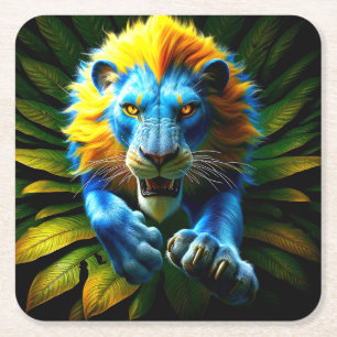 Lion Design Square Paper Coaster