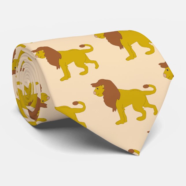 Lion Design Tie (Rolled)