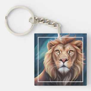 Lion Digital Art Portrait-56556 Key Ring