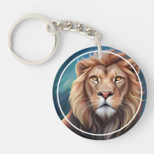 Lion Digital Art Portrait-56556 Key Ring