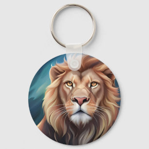 Lion Digital Art Portrait-56556 Key Ring
