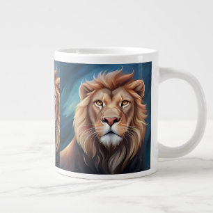 Lion Digital Art Portrait Large Coffee Mug
